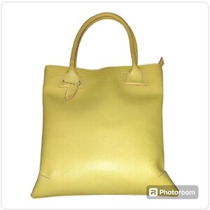 Main Street Collection Yellow Faux Leather Spring Summer Bright Preppy T…